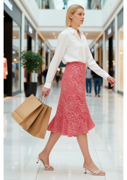 Kadın Yüksek Bel Midi Örme Etek Hayvan Desenli Fonksiyonel Dayanıklı Kaliteli Konforlu Şık modelleri