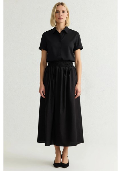 Kadın Yüksek Bel Kloş Maxi Etek Düz Terrycotton Kalıp Fonksiyonel Dayanıklı Kaliteli Rahat fırsatları