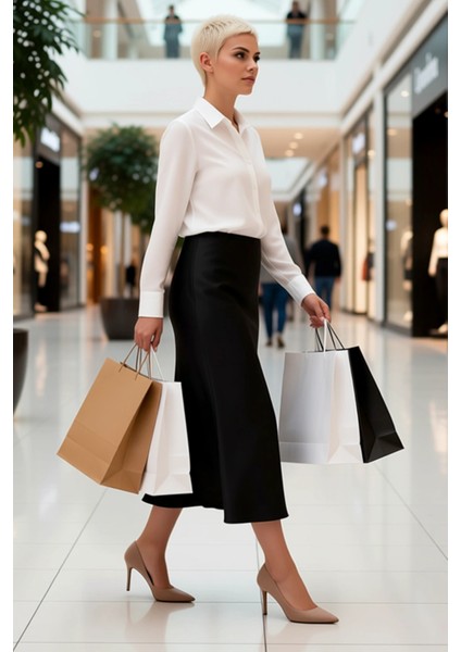 Kadın Midi Boy Saten Dokuma Etek Düz Desen Geniş Kalıp Fonksiyonel Dayanıklı Kaliteli Spor modelleri