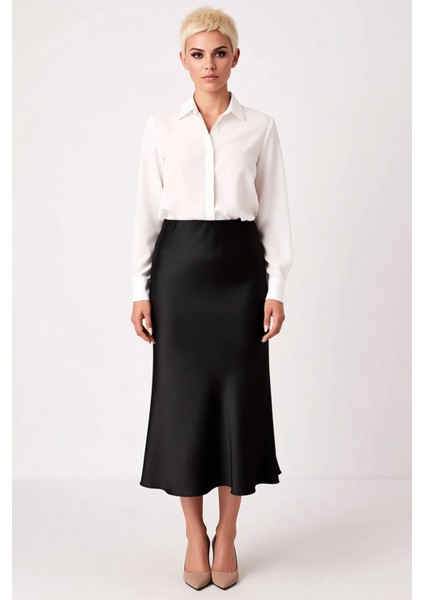 Kadın Midi Boy Saten Dokuma Etek Düz Desen Geniş Kalıp Fonksiyonel Dayanıklı Kaliteli Spor fırsatları