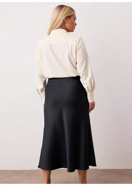 Kadın Midi Boy Saten Dokuma Etek Düz Desen Geniş Kalıp Fonksiyonel Dayanıklı Kaliteli Spor indirimleri