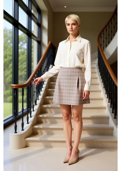 Kadın Dokuma Ekose Desenli Mini Etek Yüksek Bel Dar Kalıp Fonksiyonel Dayanıklı Kaliteli Şık fiyatları