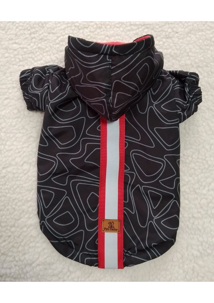 Siyah Desenli Kırmızı Reflektörlü Su Geçirmez Mont/yağmurluk Kedi Köpek Kıyafeti fiyatları