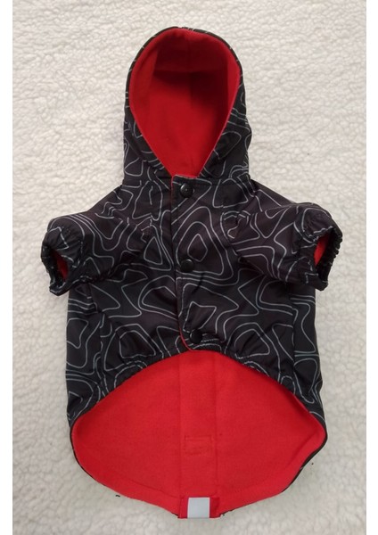 Siyah Desenli Kırmızı Reflektörlü Su Geçirmez Mont/yağmurluk Kedi Köpek Kıyafeti modelleri