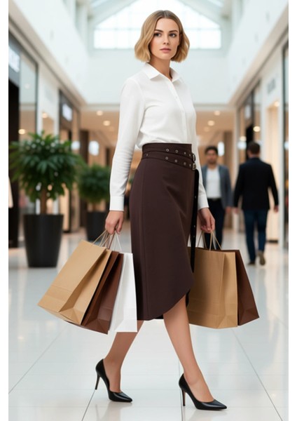 Kadın Yüksek Bel Sarong Kalıp Midi Etek Fonksiyonel Dayanıklı Kaliteli Konforlu Estetik Şık modelleri