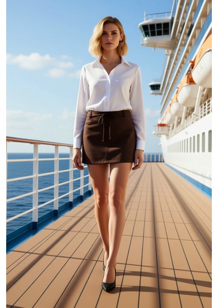 Kadın A Kesim Mini Dokuma Etek Düz Desen %100 Süet Fonksiyonel Dayanıklı Kaliteli Konforlu