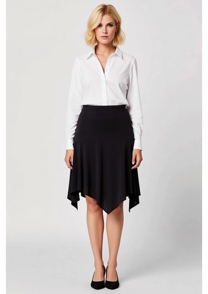 Kadın Asimetrik Midi Örme Etek %96 Polyester %4 Elastan Fonksiyonel Dayanıklı Kaliteli Şık fırsatları