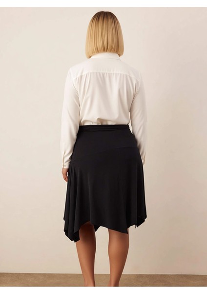 Kadın Asimetrik Midi Örme Etek %96 Polyester %4 Elastan Fonksiyonel Dayanıklı Kaliteli Şık indirimleri