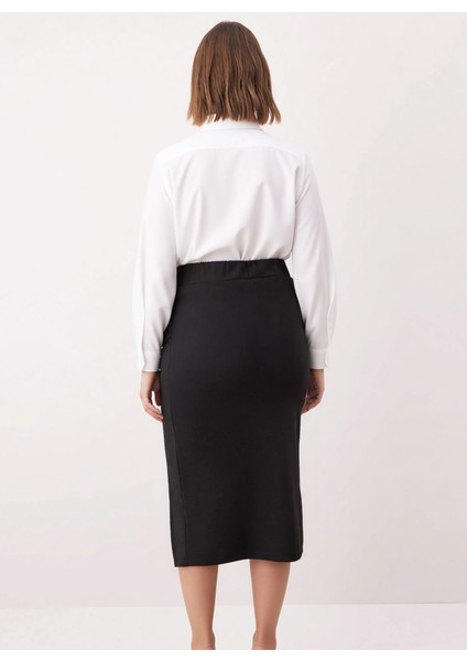 Kadın Kalem Yırtmaçlı Midi Etek Düz Örme Kumaş Elastan Içerikli Fonksiyonel Dayanıklı Spor indirimleri