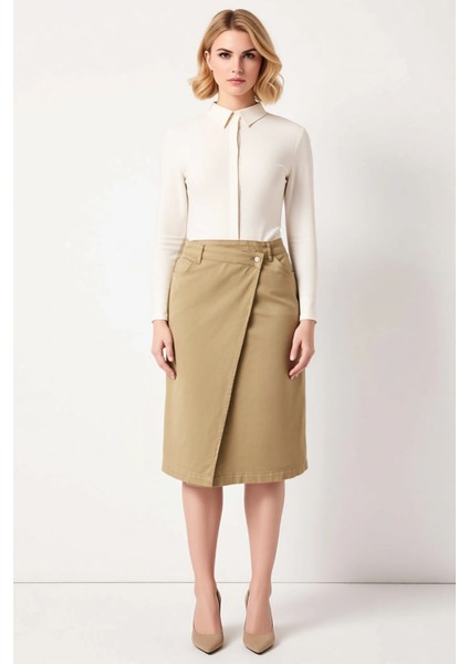 Kadın Yüksek Bel A Kesim Midi Etek Düz Desen Denim Kumaş Fonksiyonel Dayanıklı Kaliteli Şık fırsatları