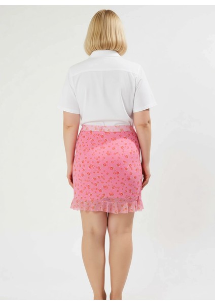 Kadın Çiçekli Mini Fırfırlı Etek Yaka Kol Kalıp Fonksiyonel Dayanıklı Kaliteli Konforlu Şık indirimleri