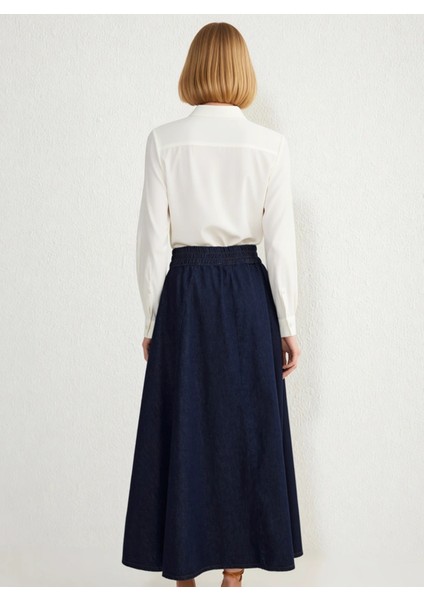 Kadın Yüksek Bel Maxi Denim Etek %100 Pamuk Fonksiyonel Dayanıklı Kaliteli Konforlu Modern indirimleri