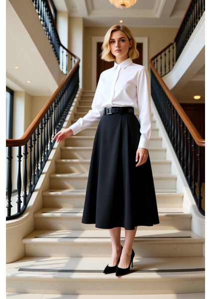 Kadın Pileli Maxi Boy Dokuma Etek Yüksek Bel Düz Desen Fonksiyonel Dayanıklı Kaliteli Spor fiyatları