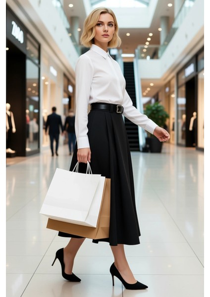 Kadın Pileli Maxi Boy Dokuma Etek Yüksek Bel Düz Desen Fonksiyonel Dayanıklı Kaliteli Spor modelleri