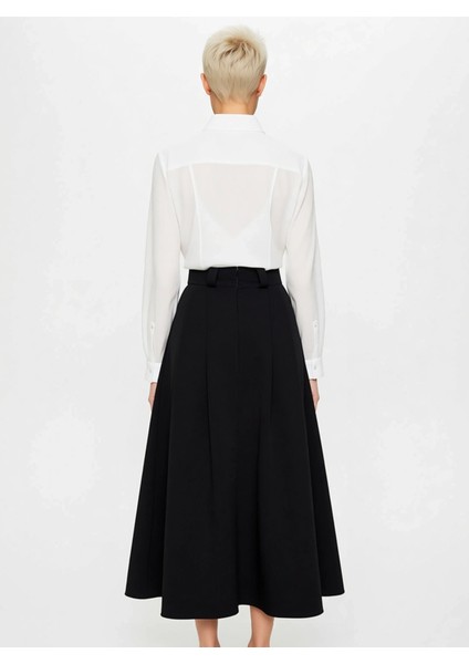 Kadın Pileli Maxi Boy Dokuma Etek Yüksek Bel Düz Desen Fonksiyonel Dayanıklı Kaliteli Spor indirimleri