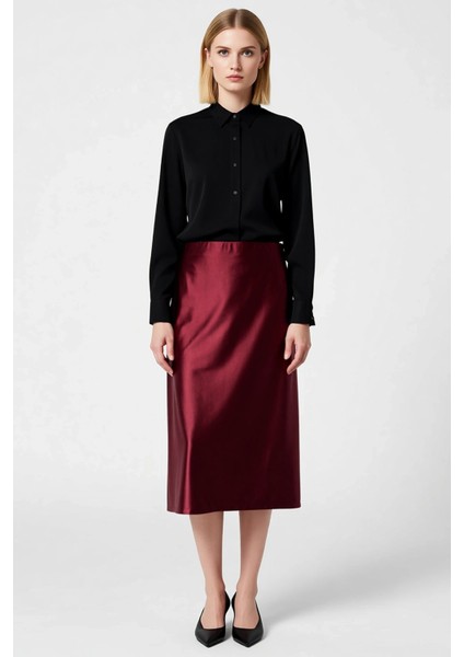 Kadın Midi A Kesim Etek Düz Desen %95 Polyester %5 Elastan Fonksiyonel Dayanıklı Kaliteli Şık fırsatları