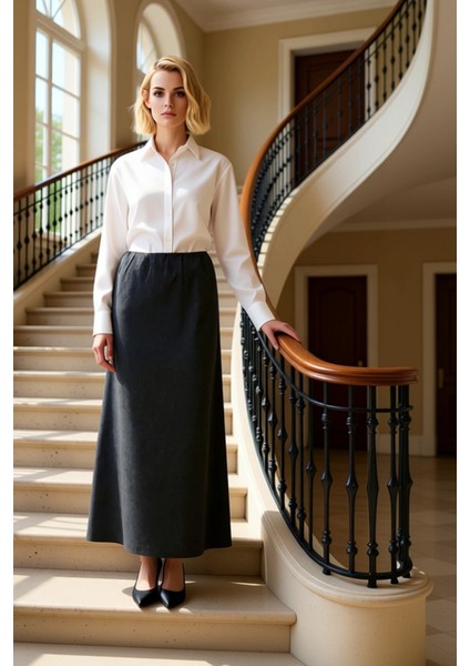 Kadın Maxi Etek Düz Desen Büzgülü Bel %100 Polyester Fonksiyonel Dayanıklı Kaliteli Modern fiyatları