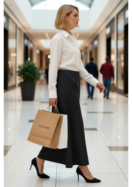 Kadın Maxi Etek Düz Desen Büzgülü Bel %100 Polyester Fonksiyonel Dayanıklı Kaliteli Modern modelleri