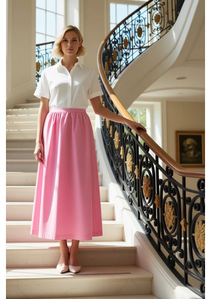 Kadın Maxi Etek Yüksek Bel Düz Pamuklu Kloş Kalıp Fonksiyonel Dayanıklı Kaliteli Konforlu Şık fiyatları