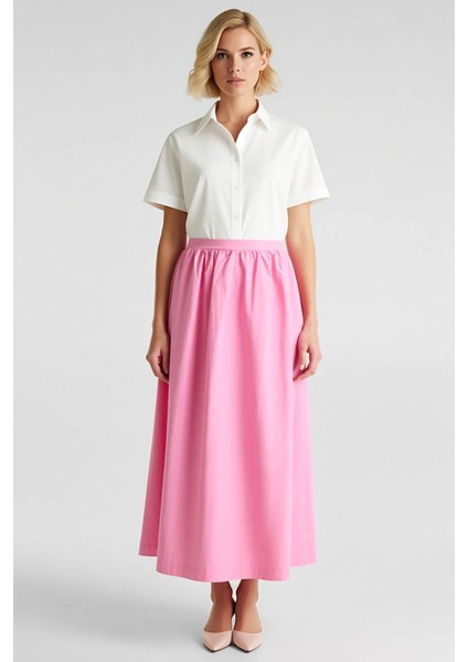 Kadın Maxi Etek Yüksek Bel Düz Pamuklu Kloş Kalıp Fonksiyonel Dayanıklı Kaliteli Konforlu Şık fırsatları