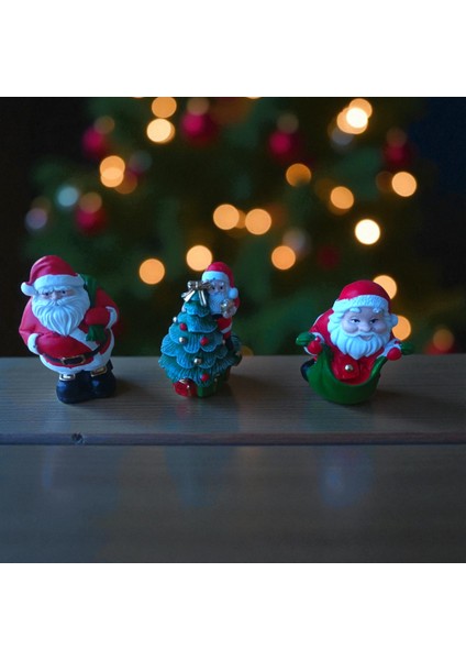 Yılbaşı Biblo Noel Baba 3 Lü Çuvallı Noel Baba Dekoratif Set 10 cm Özel Yılbaşı Hediyeleri