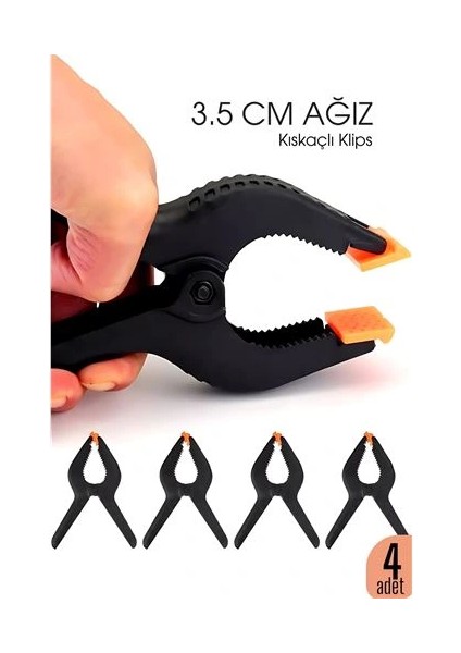 Bfs Kıskaç Klips Yaylı Işken Ce Plastik Kelepçe Güçlü Mafsallı Çene 3 Inç 3.5 cm Ağız