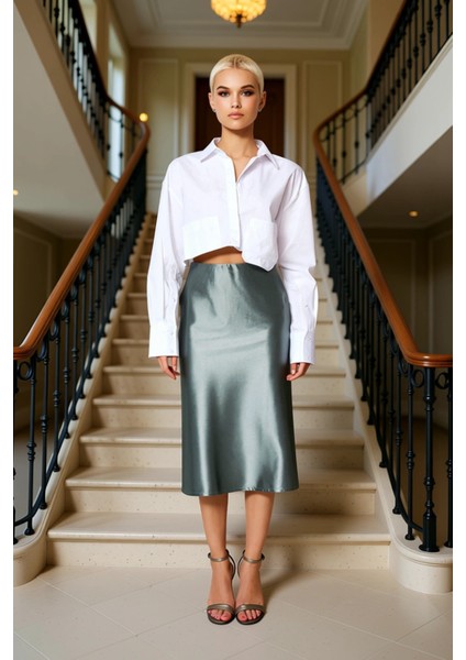 Kadın Midi A Kesim Etek Düz Desen %95 Polyester %5 Elastan Fonksiyonel Dayanıklı Kaliteli Şık fiyatları