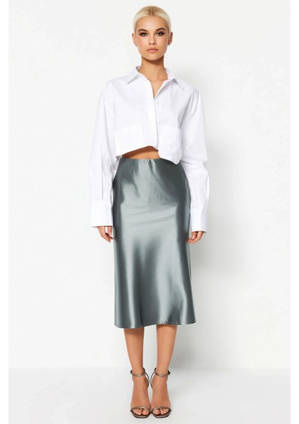 Kadın Midi A Kesim Etek Düz Desen %95 Polyester %5 Elastan Fonksiyonel Dayanıklı Kaliteli Şık fırsatları