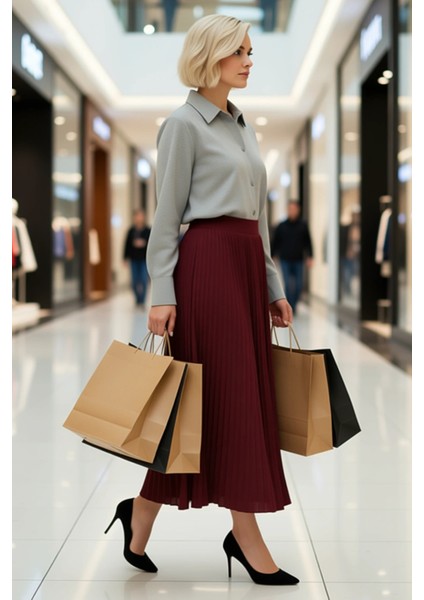 Kadın Pilise Maxi Etek Yüksek Bel A Line Kalıp Esnek Örme Kumaş Fonksiyonel Dayanıklı Spor modelleri