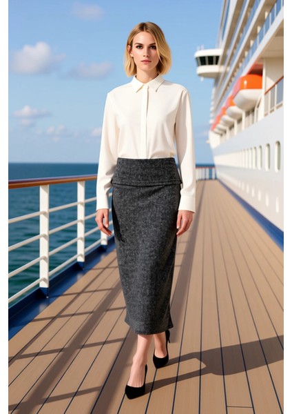 Kadın A Kesim Midi Etek Yumoş Dokuma Normal Bel Fonksiyonel Dayanıklı Kaliteli Konforlu Şık