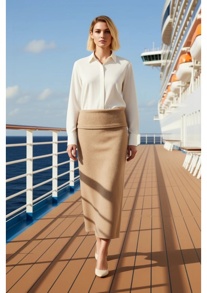 Kadın A Kesim Midi Etek Yumoş Dokuma Normal Bel Fonksiyonel Dayanıklı Kaliteli Konforlu Şık