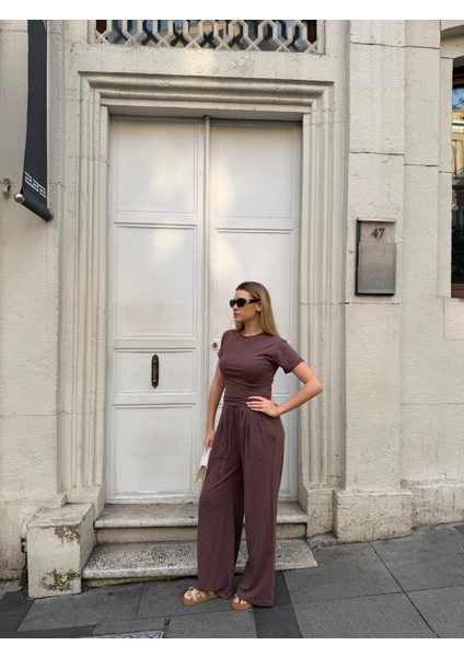 Kadın Viskon 3’lü Takım – Kimono + Beli Lastikli Salaş Pantolon + Kısa Kol (Tshirt) – 8 Renk fırsatları