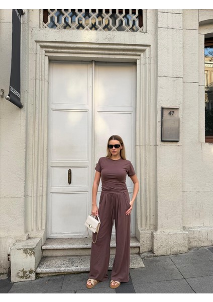 Kadın Viskon 3’lü Takım – Kimono + Beli Lastikli Salaş Pantolon + Kısa Kol (Tshirt) – 8 Renk indirimleri