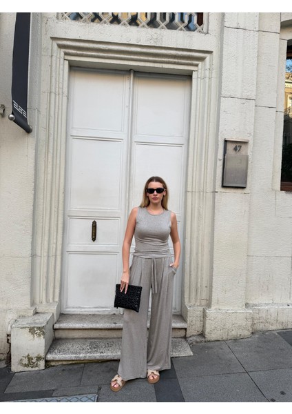 Kadın Viskon 3’lü Takım – Kimono + Beli Lastikli Salaş Pantolon + Sıfır Kol (Kolsuz) – 8 Renk modelleri