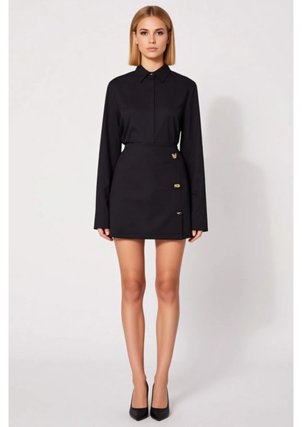 Kadın A Line Düğmeli Mini Etek Normal Bel Fonksiyonel Dayanıklı Kaliteli Konforlu Estetik Şık fırsatları