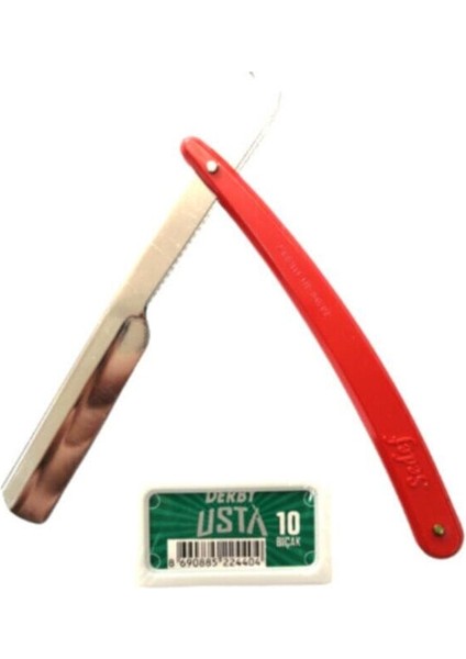 Ustura Sakal Şekillendirme Tıraş Usturası Berber Kuaför Usturası ve 5'li Jilet Yedek Bıçak