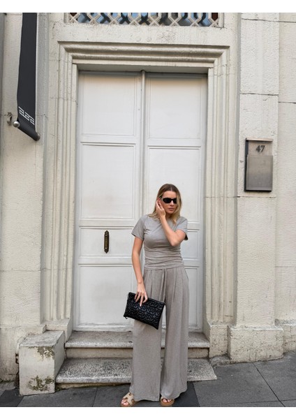 Kadın Viskon 3’lü Takım – Kimono + Beli Lastikli Salaş Pantolon + Kısa Kol (Tshirt) – 8 Renk fırsatları