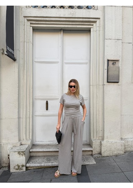 Kadın Viskon 3’lü Takım – Kimono + Beli Lastikli Salaş Pantolon + Kısa Kol (Tshirt) – 8 Renk