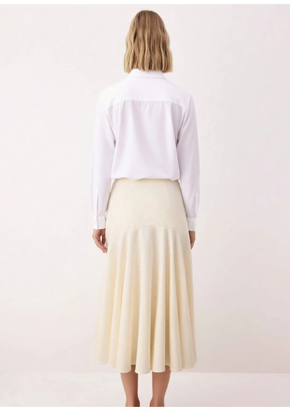 Kadın Yüksek Bel Düğmeli Midi Boy Gabardin Etek %100 Pamuk Fonksiyonel Dayanıklı Kaliteli Şık indirimleri