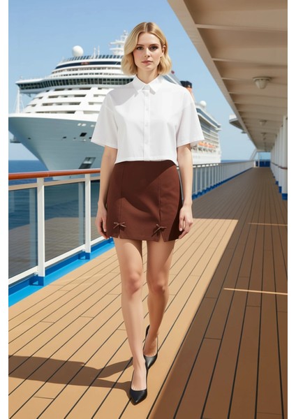 Kadın Mini Şort Etek Normal Bel Beli Lastikli Interlok Kumaş Fonksiyonel Dayanıklı Estetik