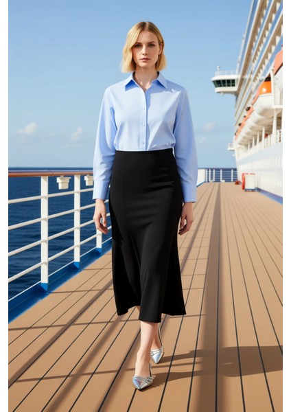 Kadın A Line Midi Örme Etek Normal Bel Fonksiyonel Dayanıklı Kaliteli Konforlu Estetik Şık