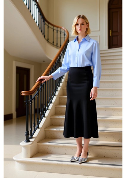 Kadın A Line Midi Örme Etek Normal Bel Fonksiyonel Dayanıklı Kaliteli Konforlu Estetik Şık fiyatları