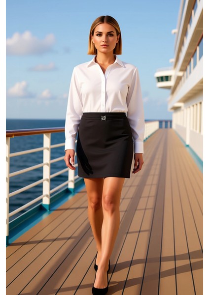 Kadın Düz Desenli A Kesim Mini Dokuma Etek Normal Bel Fonksiyonel Dayanıklı Kaliteli Rahat