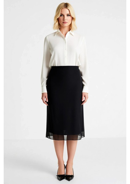 Kadın A Line Midi Etek Puantiye Desenli %94 Polyester %6 Elastan Fonksiyonel Dayanıklı Şık fırsatları