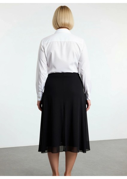 Kadın A Line Midi Etek Puantiye Desenli %94 Polyester %6 Elastan Fonksiyonel Dayanıklı Şık indirimleri