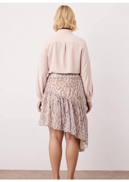 Kadın Asimetrik Kesim Midi Etek Hayvan Desenli Dokuma %100 Polyester Fonksiyonel Dayanıklı indirimleri