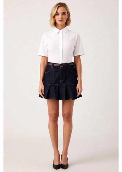 Kadın %100 Pamuk Mini Pileli Denim Etek Fonksiyonel Dayanıklı Kaliteli Konforlu Estetik Şık fırsatları