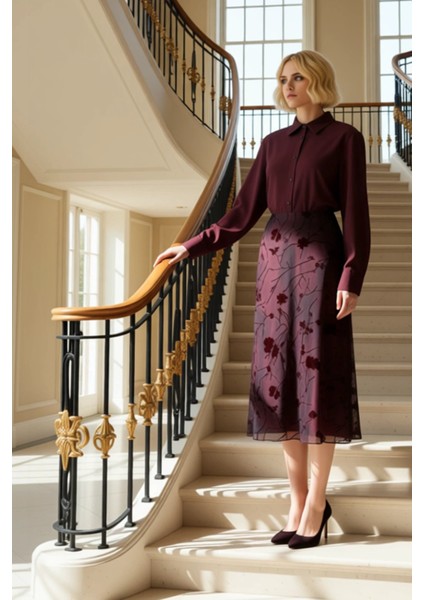 Kadın A Line Kalem Maxi Etek %92 Polyester %8 Elastan Çiçekli Desen Fonksiyonel Dayanıklı Şık fiyatları