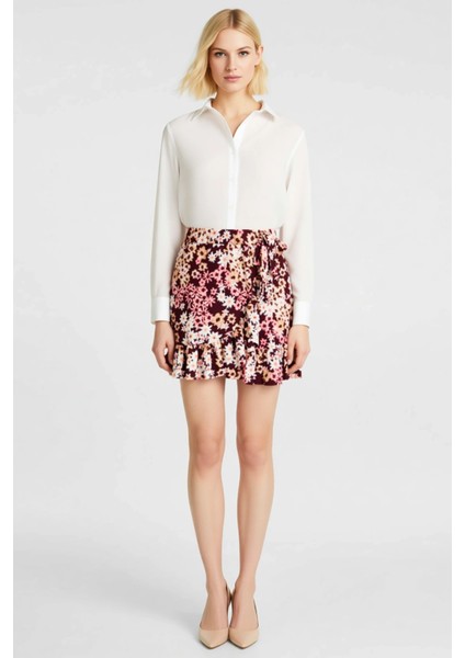 Kadın Çiçekli Fırfırlı Mini Etek Normal Bel Fonksiyonel Dayanıklı Kaliteli Konforlu Modern fırsatları