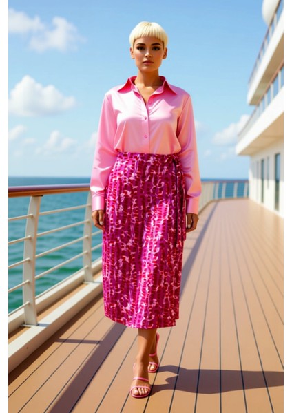 Kadın Midi Sarong Kalıp Çiçek Desenli Dokuma Etek %100 Viskoz Fonksiyonel Dayanıklı Modern